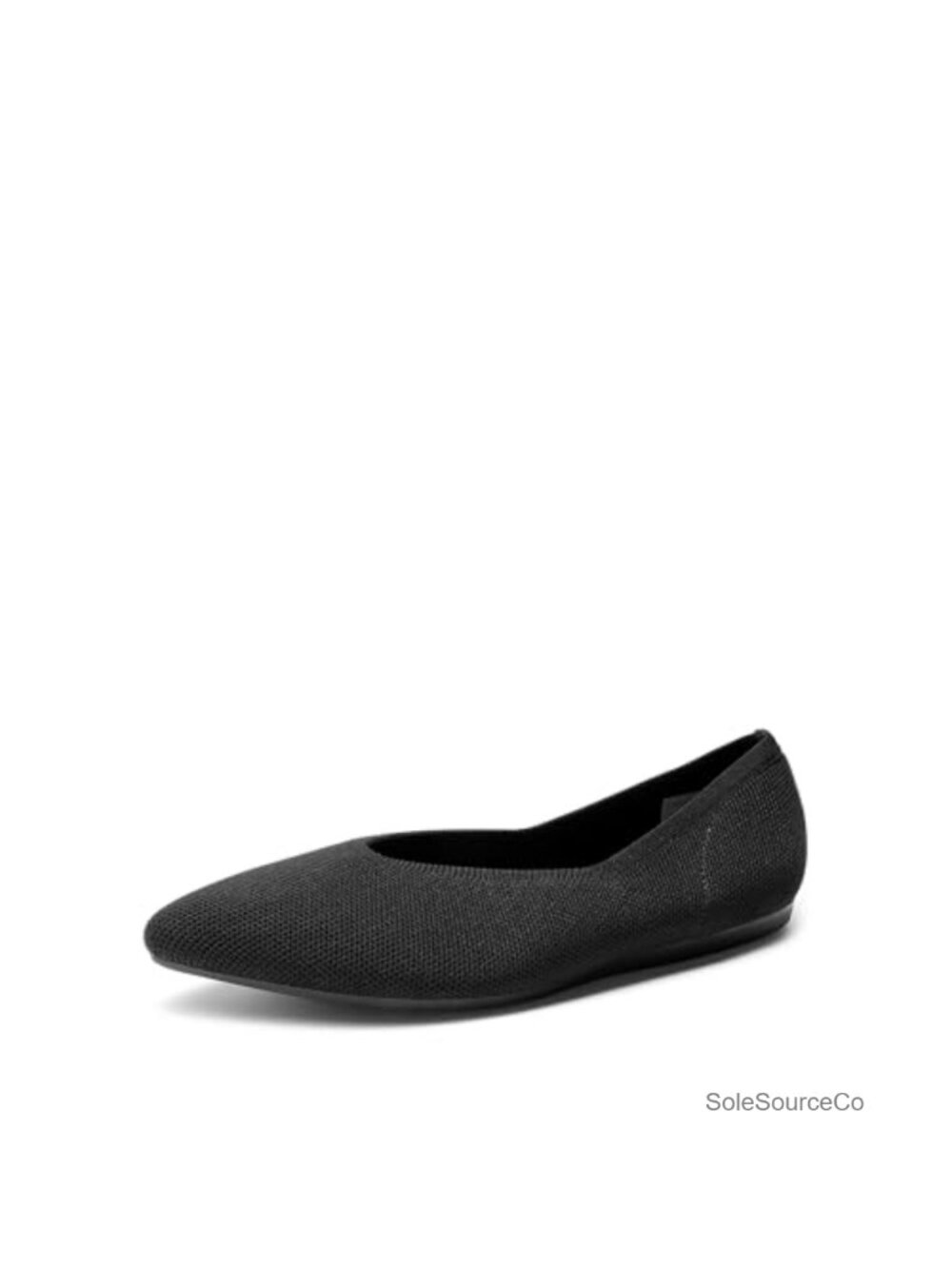 Women's Pointed Toe Knit Flats with Arch Support - Slip-On Ballet Dress Shoes